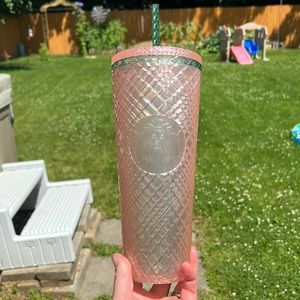 Starbucks Tumbler Jeweled Pearl Pink Green Venti 24oz Cold Cup